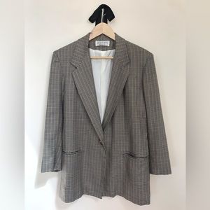 Vintage Dumas Neutral Houndstooth Oversized Blazer sized Medium Classic